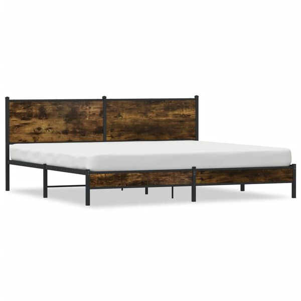 vidaXL Metal Bed Frame without Mattress Smoked Oak 200x200 cm