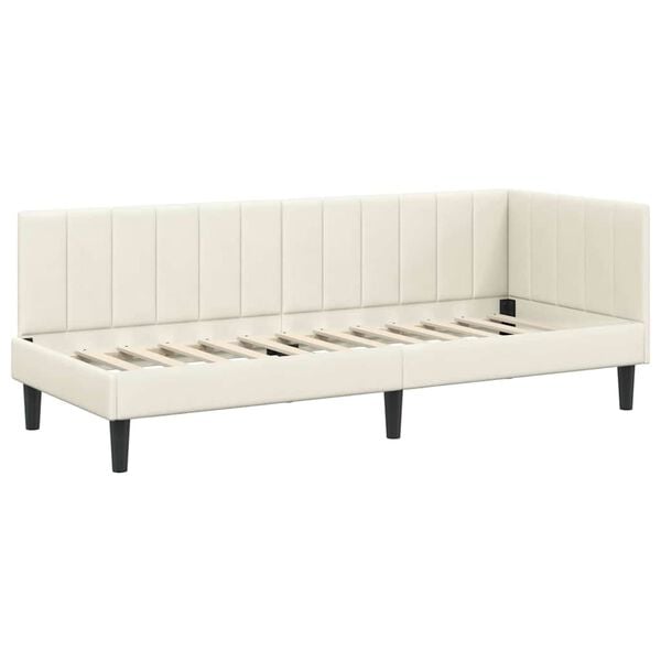 vidaXL Corner Bed Frame with Headboard Cream 80 cm x 200 cm Velvet