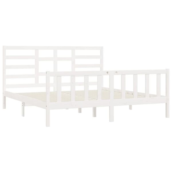 vidaXL Bed Frame without Mattress White 180x200 cm Super King Solid Wood