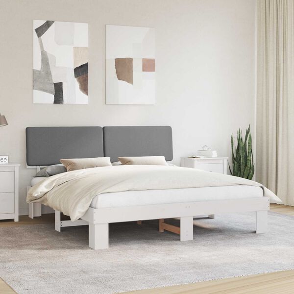 vidaXL Bed Frame with Upholstered Headboard Light Grey 200 x 200 cm