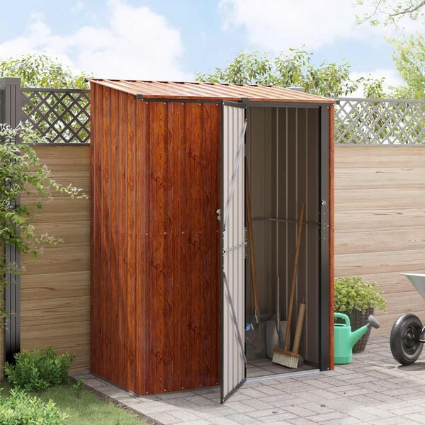 vidaXL Garden Sheds Brown 153.5 x 86 x 200 cm Metal