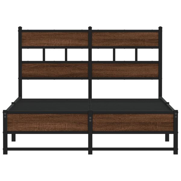 vidaXL Metal Bed Frame without Mattress Brown Oak 120x200 cm