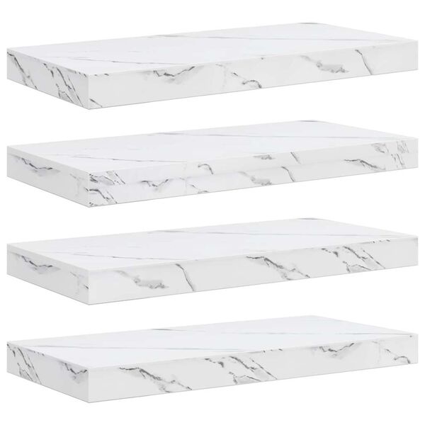 vidaXL Wall Shelf 4 pcs White Marble 50 x 23.5 x 4 cm Engineered Wood