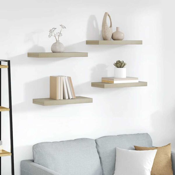 vidaXL Floating Wall Shelves 4 pcs Oak 50x23x3.8 cm MDF
