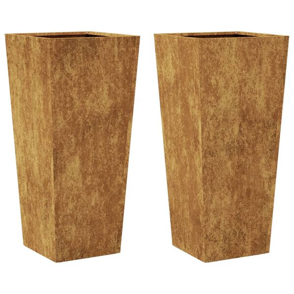 vidaXL Garden Planters 2 pcs 35x35x75 cm Weathering Steel