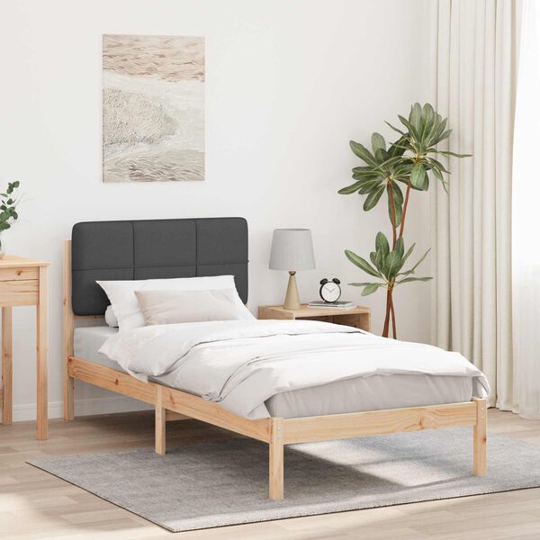 vidaXL Bed Frame with Upholstered Headboard Dark Grey 90 x 200 cm