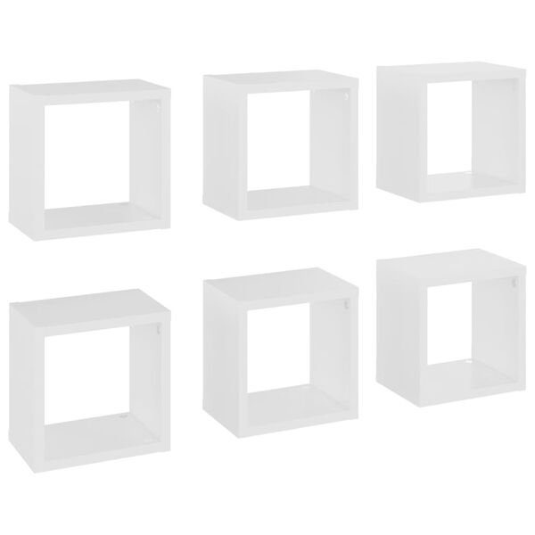 vidaXL Wall Cube Shelves 6 pcs White 22x15x22 cm