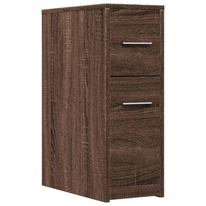 vidaXL Narrow Bathroom Cupboard with Wheels Brown Oak Engineered Wood