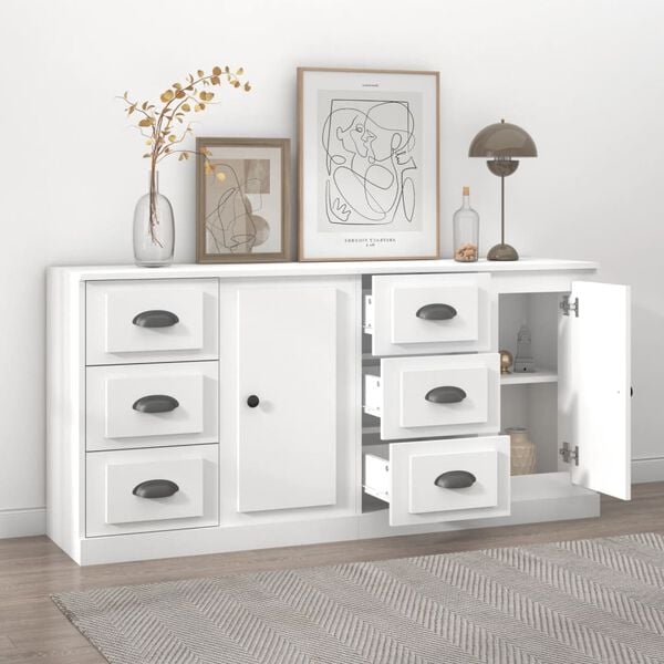vidaXL Sideboards 2 pcs White Engineered Wood