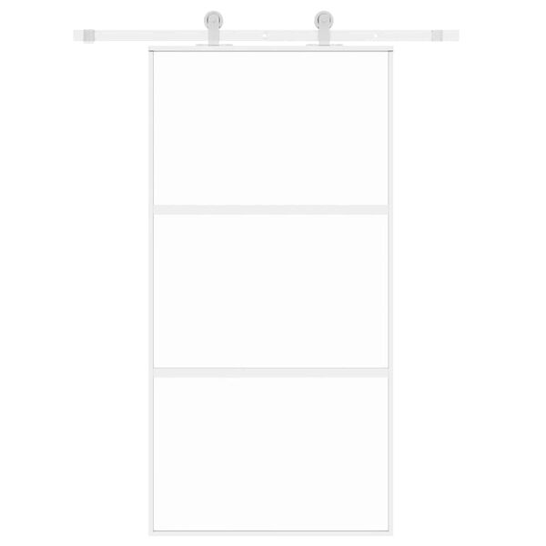 vidaXL Sliding Door White 102.5x205 cm Tempered Glass and Aluminium