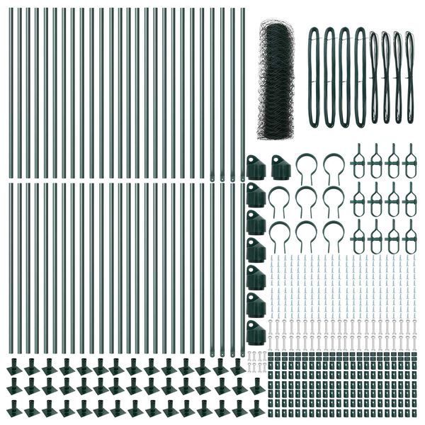 vidaXL Fence Post Green 100 x 0.8 m (36 mm mesh) Steel and PVC