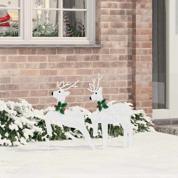 vidaXL LED Reindeers 2 pcs Cold White Fabric