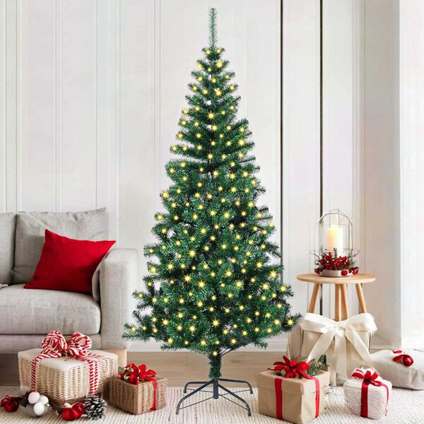 vidaXL Artificial Pre-lit Christmas Tree Green 180 cm PVC and Metal