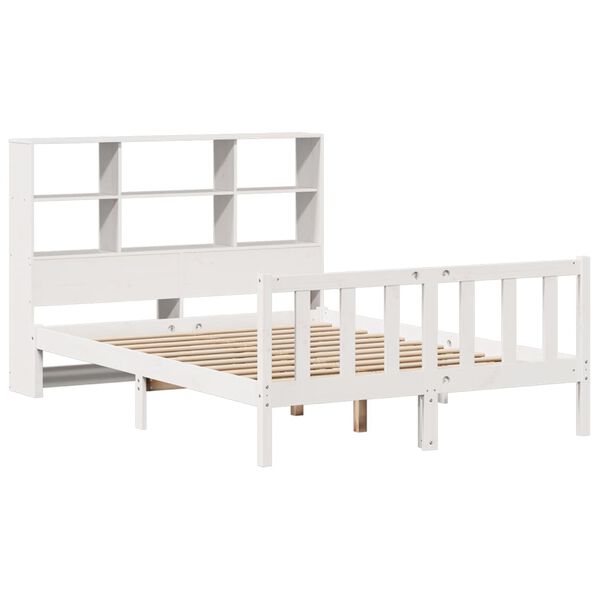 vidaXL Bookcase Bed without Mattress White 140x190 cm Solid Wood Pine