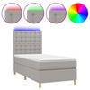 vidaXL Box Spring Bed with Mattress&LED Light Grey 100x200 cm Fabric