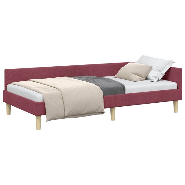 vidaXL Corner Bed Frame with Headboard Wine Red 100 x 200 cm Fabric