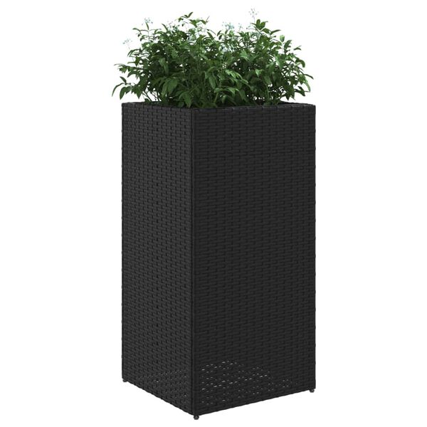 vidaXL Garden Planters 2 pcs Black 40x40x80 cm Poly Rattan