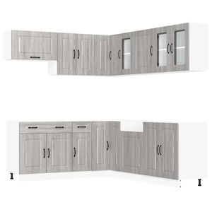vidaXL 11 Piece Kitchen Cabinet Set "Kalmar" Grey Sonoma Engineered Wood
