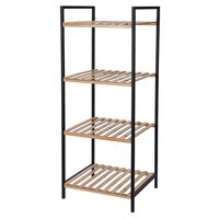 Bathroom Solutions Storage Rack with 4 Shelves Bamboo and Steel