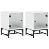 vidaXL Bedside Cabinets with Glass Doors 2 pcs White 35x37x50 cm