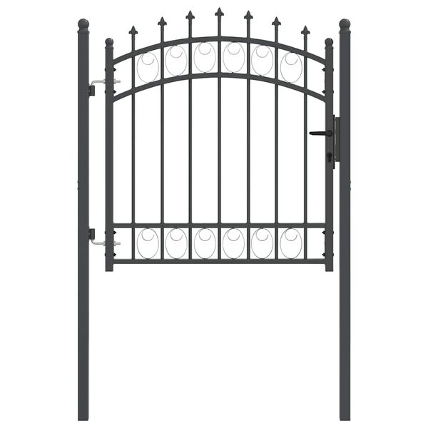 vidaXL Fence Gate with Spikes Grey 100 x 100 cm Powder-coated steel