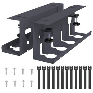 vidaXL Under Desk Cable Management Tray 2 pcs Anthracite
