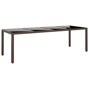 vidaXL Garden Table with Glass Top Brown Poly Rattan