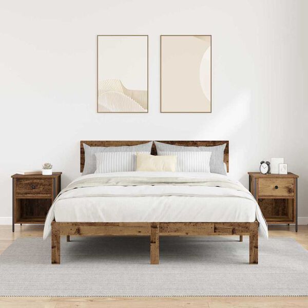 vidaXL Bedside Cabinet 2 pcs Old Wood 40 x 42 x 50 cm Engineered Wood