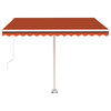 vidaXL Manual Retractable Awning with LED 350x250 cm Orange and Brown