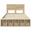 vidaXL Bed Frame with Shelf Sonoma Oak 135 x 190 cm Engineered Wood