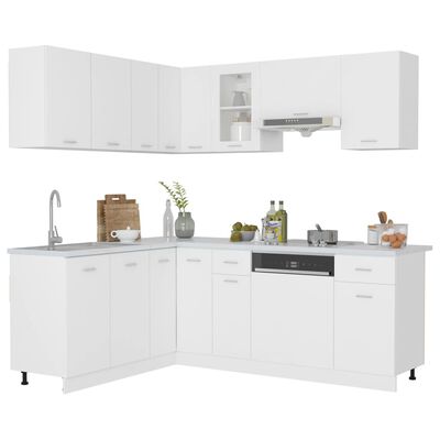 vidaXL 11 Piece Kitchen Cabinet Set White Engineered Wood