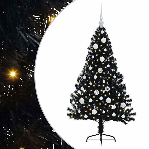 vidaXL Artificial Pre-lit Christmas Tree Black 120 cm PVC