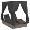 vidaXL Double Sun Lounger with Roof Grey 205 x 129 x 200 cm PE rattan