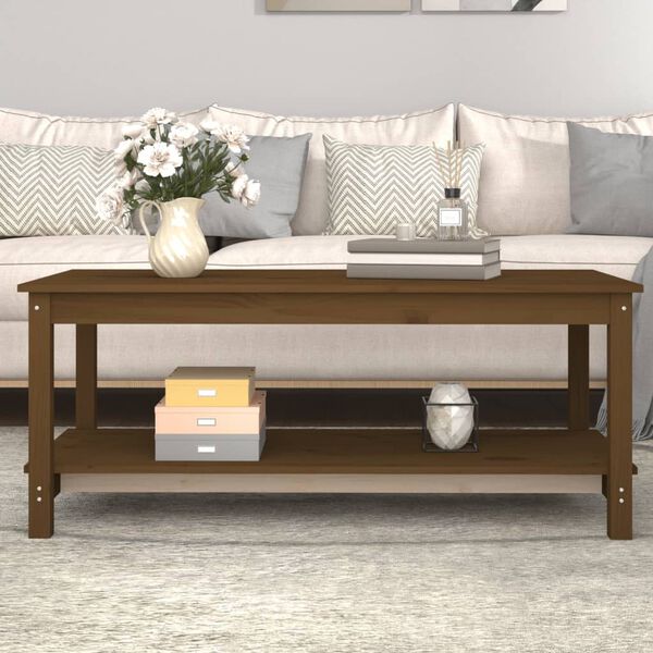 vidaXL Coffee Table Honey Brown 110x55x45 cm Solid Wood Pine