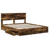 vidaXL Storage Bed with Drawer Smoked Oak 160 x 200 cm Engineered Wood