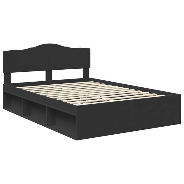 vidaXL Bed Frame with Headboard Black 150 x 200 cm Solid Pine Wood