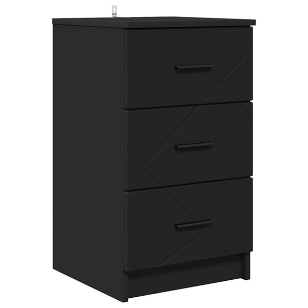 vidaXL Bedside Cabinet Black 38 x 38 x 66 cm Engineered wood
