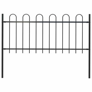 vidaXL Garden Fence "Boxtel" with Hoop Top Steel 170x80 cm Black