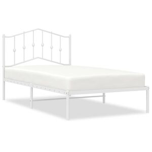 vidaXL Metal Bed Frame without Mattress with Headboard White 100x190cm