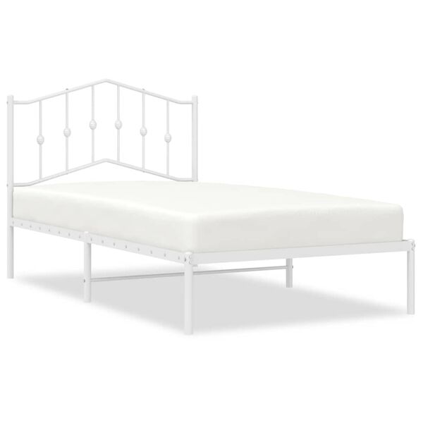 vidaXL Metal Bed Frame without Mattress with Headboard White 100x190cm