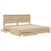 vidaXL Bed Frame with Drawer Sonoma Oak 200 x 200 cm Engineered Wood
