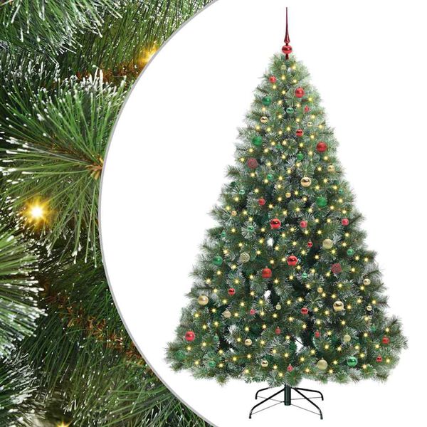 vidaXL Artificial Christmas Tree with 300 LEDs Green 210 cm PE and PVC