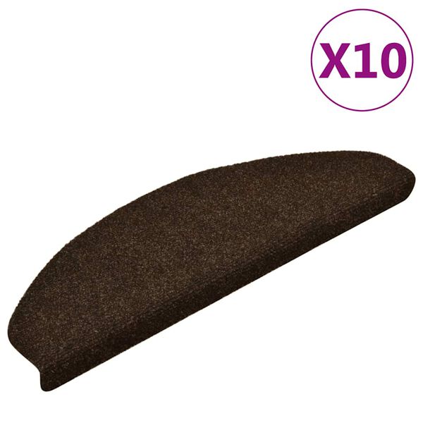 vidaXL Stair Mats Self-adhesive 10 pcs 65x21x4 cm Brown Half Round Large