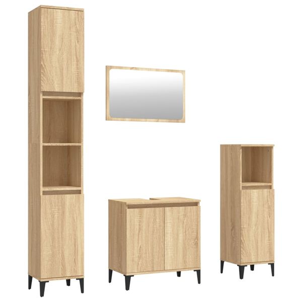 vidaXL 4 Piece Bathroom Furniture Set Sonoma Oak Engineered Wood