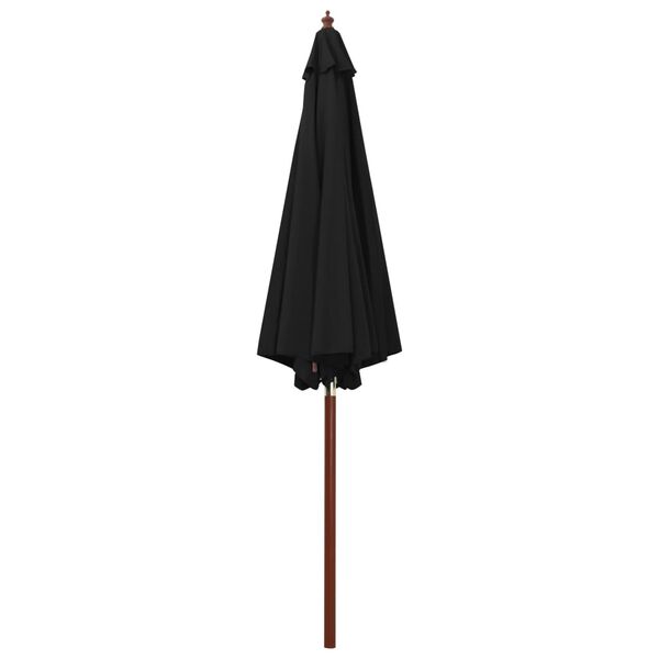 vidaXL Garden Parasol with Wooden Pole 300x258 cm Black