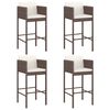vidaXL 5 Piece Garden Bar Set with Cushions Brown Poly Rattan