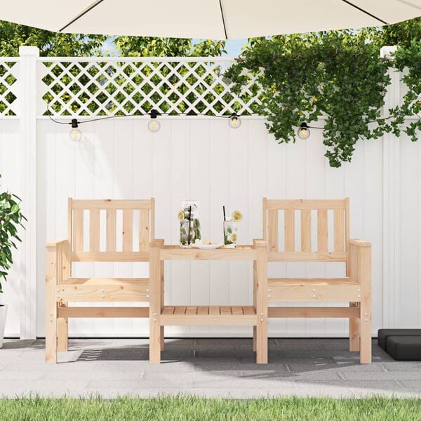 vidaXL Garden Bench with Table 2-Seater Solid Wood Pine