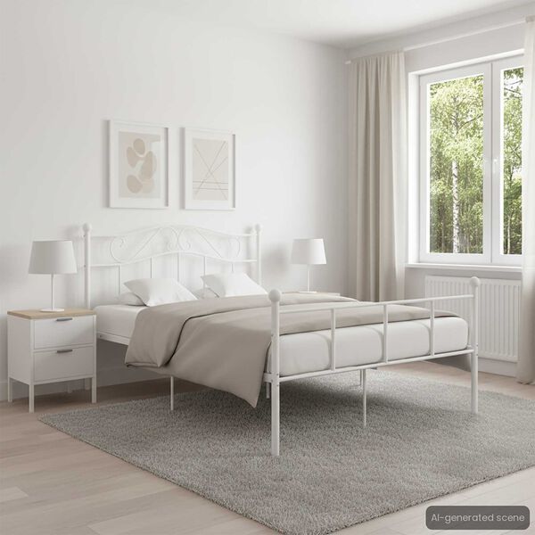 vidaXL Bed Frame without Mattress White Metal 120x200 cm