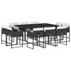 vidaXL 11 Piece Garden Dining Set with Cushions Black Poly Rattan