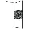 vidaXL Walk-in Shower Wall 115x195cm ESG Glass with Stone Design Black